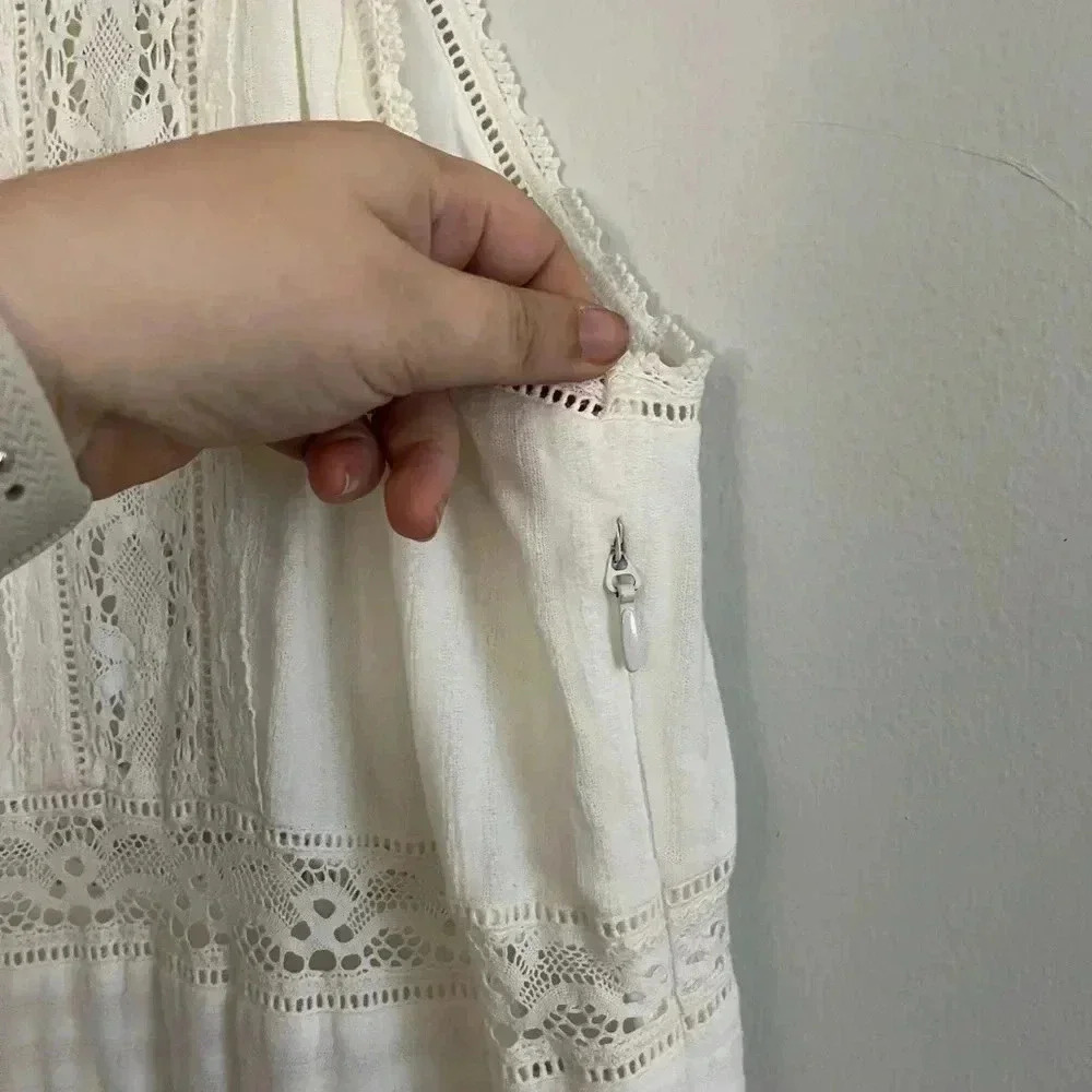 Rebecca Taylor White Crochet High Neck Expensive New York Designer Dress - Picture 8 of 10